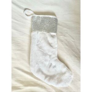 Jason Wu White Faux Fur Christmas Stocking w/ Rhinestone Cuff – Holiday Decor